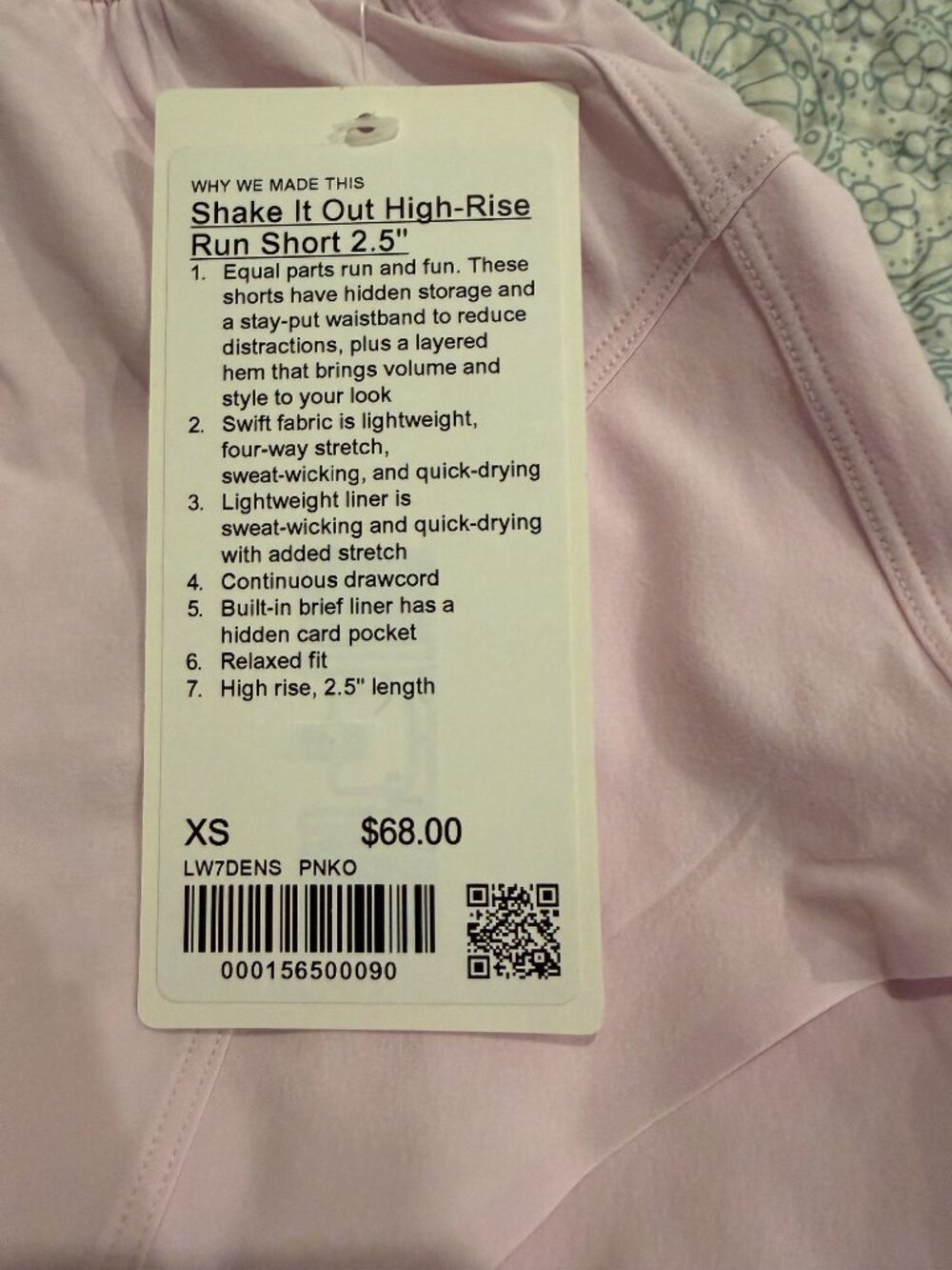 Shake It Out High-Rise Running Short 2.5" Color: Pink Organza Size XS NWT - Picture 8 of 10